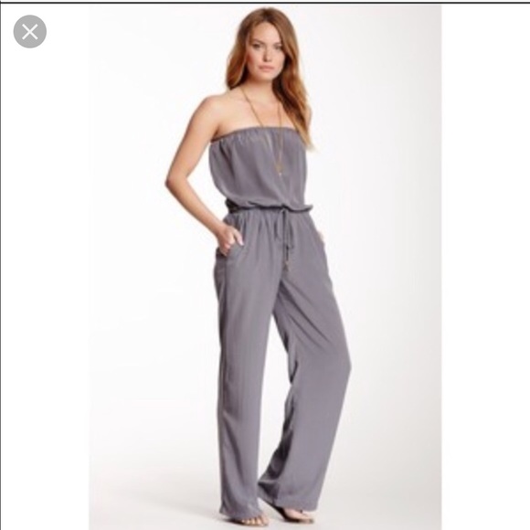 Anthropologie Pants - Strapless grey jumpsuit
